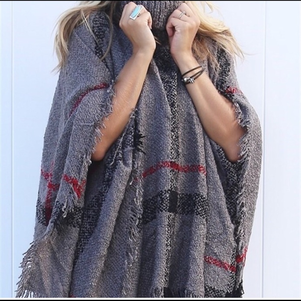 Plaid Poncho NWT